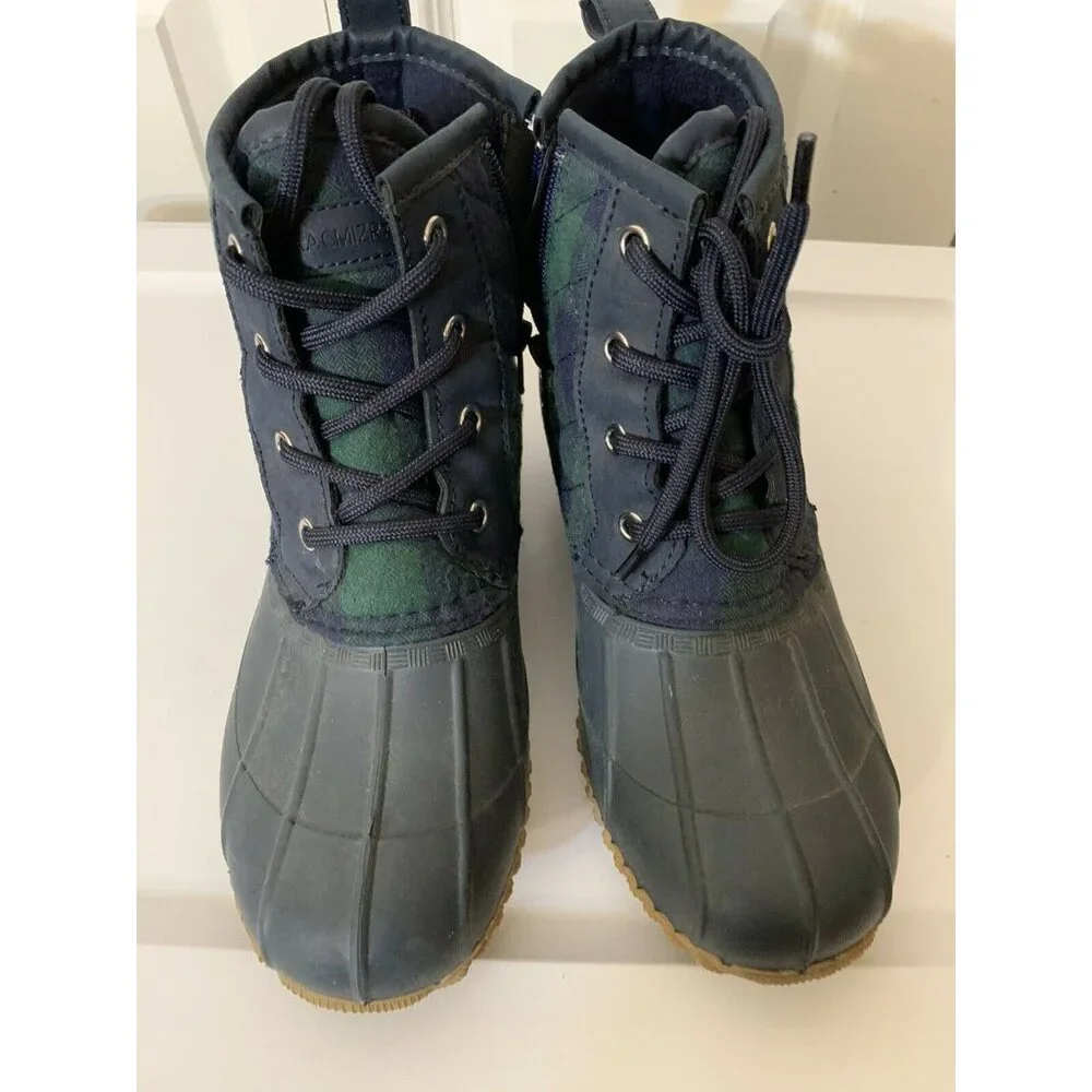 Isaac Mizrahi Live! Plaid Waterproof Boots Zip Navy - 6 M‎